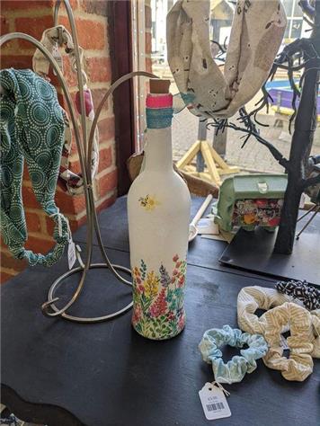 Decoupage light bottles - Our crafts are for sale!